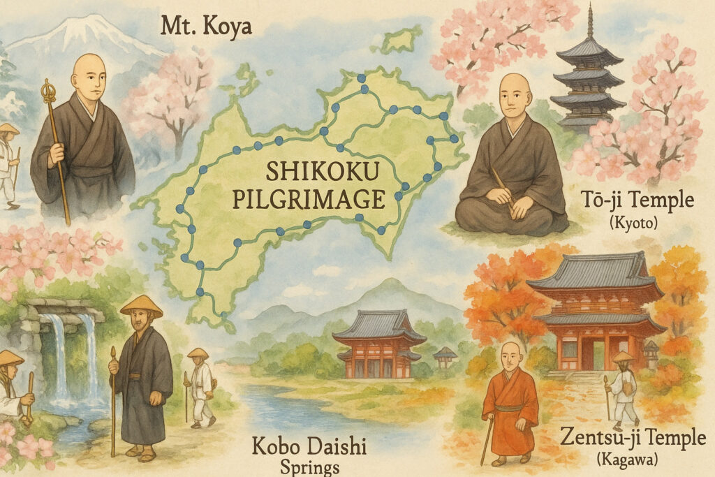 Visiting Places Associated with Kobo Daishi